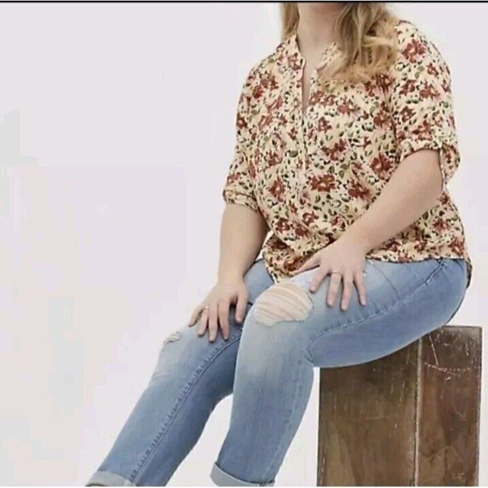 Torrid Harper Floral Three-Quarter Sleeves Blouse Women's Size 4X